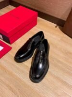 Ferragamo Black Glossy Patent Leather Thick Sole Penny Loafer Slip-On Men Formal Shoes - Image 9