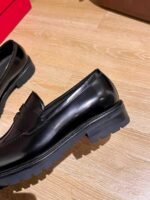 Ferragamo Black Glossy Patent Leather Thick Sole Penny Loafer Slip-On Men Formal Shoes - Image 5