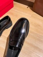 Ferragamo Black Glossy Patent Leather Thick Sole Penny Loafer Slip-On Men Formal Shoes - Image 4