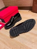 Ferragamo Black Glossy Patent Leather Thick Sole Penny Loafer Slip-On Men Formal Shoes - Image 3