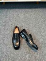 Ferragamo Black Matte Smooth Leather Horsebit Metal Buckle Slip-On Men Business Formal Loafer Shoes - Image 5