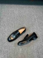 Ferragamo Black Matte Smooth Leather Horsebit Metal Buckle Slip-On Men Business Formal Loafer Shoes - Image 4