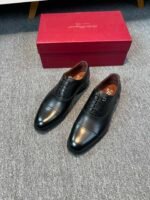 Ferragamo Black Smooth Calf Leather Cap Toe Lace-Up Men Business Wedding Oxford Formal Dress Shoes - Image 6