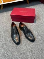 Ferragamo Black Smooth Leather Wingtip Brogue Lace-Up Men Vintage Business Oxford Formal Shoes - Image 2