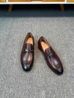 Ferragamo Black Smooth Leather Wingtip Brogue Lace-Up Men Vintage Business Oxford Formal Shoes - Image 2