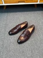 Ferragamo Dark Brown Soft Leather Minimal Buckle Slip-On Men Vintage Business Casual Loafer Shoes - Image 6