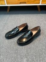 Ferragamo Black Glossy Gancini Ornament Buckle Slip-On Men Formal Business Loafer Dress Shoes - Image 6