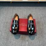 Ferragamo Black Mirror Gloss Patent Leather Horsebit Buckle Slip-On Men Luxury Formal Business Loafer Shoes