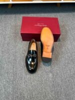 Ferragamo Black Mirror Gloss Patent Leather Horsebit Buckle Slip-On Men Luxury Formal Business Loafer Shoes - Image 3