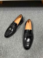 Ferragamo Black Gloss Patent Leather Buckle Men Formal Slip-On Loafers - Image 6