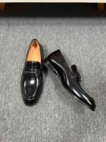 Ferragamo Black Gloss Patent Leather Buckle Men Formal Slip-On Loafers - Image 5