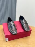 Ferragamo Vintage Gradient Brown Leather Men Formal Slip-On Penny Loafers