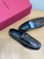 Ferragamo Vintage Gradient Brown Leather Men Formal Slip-On Penny Loafers - Image 4