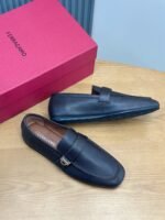 Ferragamo Dark Brown Leather Buckle Men Formal Slip-On Loafers - Image 2