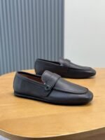 Ferragamo Dark Brown Leather Buckle Men Formal Slip-On Loafers - Image 8