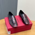 Ferragamo Vintage Wine Red Gradient Leather Men Formal Slip-On Loafers