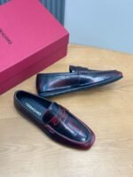 Ferragamo Vintage Wine Red Gradient Leather Men Formal Slip-On Loafers - Image 2