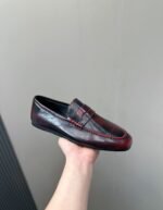 Ferragamo Vintage Wine Red Gradient Leather Men Formal Slip-On Loafers - Image 9