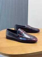 Ferragamo Vintage Wine Red Gradient Leather Men Formal Slip-On Loafers - Image 8