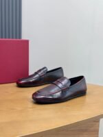 Ferragamo Vintage Wine Red Gradient Leather Men Formal Slip-On Loafers - Image 6