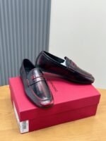 Ferragamo Vintage Wine Red Gradient Leather Men Formal Slip-On Loafers - Image 5