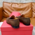 Ferragamo Dark Brown Grain Leather Silver Buckle Men Casual Formal Slip-On Loafers - Image 4
