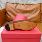 Ferragamo Dark Brown Grain Leather Silver Buckle Men Casual Formal Slip-On Loafers - Image 3