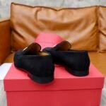 Ferragamo Black Matte Suede Color Matching Buckle Men Casual Slip-On Loafers - Image 3