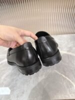 Ferragamo Black Leather Gunmetal Buckle Thick Sole Men Casual Formal Loafers - Image 4