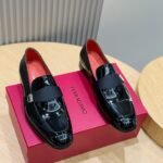 Ferragamo Black Patent Leather Grosgrain Strap Men Formal Wedding Loafers