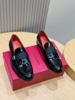 Ferragamo Black Patent Leather Grosgrain Strap Men Formal Wedding Loafers