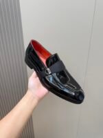 Ferragamo Black Patent Leather Grosgrain Strap Men Formal Wedding Loafers - Image 7