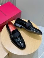 Ferragamo Black Patent Leather Grosgrain Strap Men Formal Wedding Loafers - Image 5