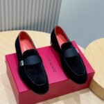 Ferragamo Black Velvet Suede Grosgrain Strap Men Formal Wedding Loafers