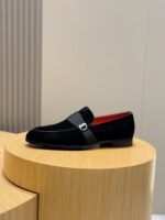 Ferragamo Black Velvet Suede Grosgrain Strap Men Formal Wedding Loafers - Image 2