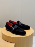 Ferragamo Black Velvet Suede Grosgrain Strap Men Formal Wedding Loafers - Image 8