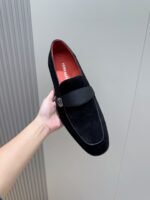 Ferragamo Black Velvet Suede Grosgrain Strap Men Formal Wedding Loafers - Image 7