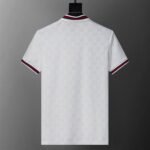 Gucci White Jacquard Striped Collar Men Casual Short Sleeve Polo Shirt - Image 2