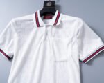 Gucci White Jacquard Striped Collar Men Casual Short Sleeve Polo Shirt - Image 9