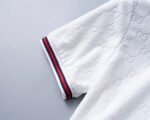 Gucci White Jacquard Striped Collar Men Casual Short Sleeve Polo Shirt - Image 7