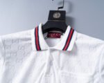 Gucci White Jacquard Striped Collar Men Casual Short Sleeve Polo Shirt - Image 6