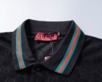 Gucci Black GG Jacquard Striped Collar Men's Polo Shirt - Image 9