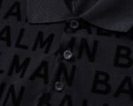 Balmain Black Full Print Letter Logo Men Casual Short Sleeve Polo Shirt - Image 6