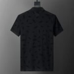 Balenciaga Black Jacquard Graphic Logo Men Casual Short Sleeve Polo Shirt - Image 2