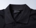Balenciaga Black Jacquard Graphic Logo Men Casual Short Sleeve Polo Shirt - Image 9