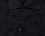 Balenciaga Black Jacquard Graphic Logo Men Casual Short Sleeve Polo Shirt - Image 7