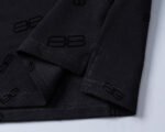 Balenciaga Black Jacquard Graphic Logo Men Casual Short Sleeve Polo Shirt - Image 4