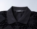 Amiri Black Abstract Jacquard Logo Men Casual Short Sleeve Polo Shirt - Image 9