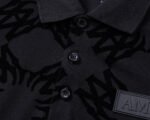 Amiri Black Abstract Jacquard Logo Men Casual Short Sleeve Polo Shirt - Image 5