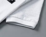 Balmian White Jacquard Striped Zip Collar Men Casual Short Sleeve Polo Shirt - Image 5